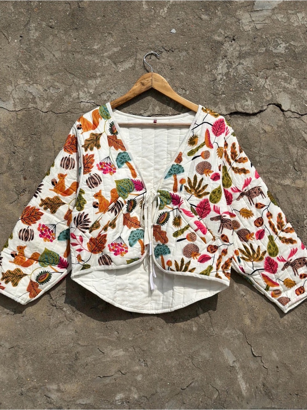 Hand Block Printed Quilted Cotton Reversible Jacket XL